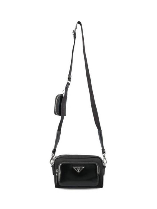 Re-Nylon Brushed Leather Shoulder Bag Black - PRADA - BALAAN 1