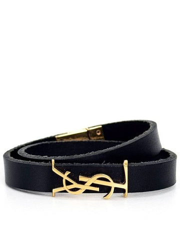 M Men s Opium Double Wrap Gold Leather Bracelet - SAINT LAURENT - BALAAN 1