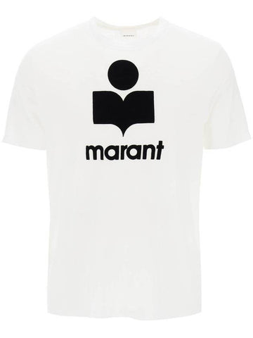 Karman Logo Print Linen Short Sleeve T-Shirt White - ISABEL MARANT - BALAAN 1