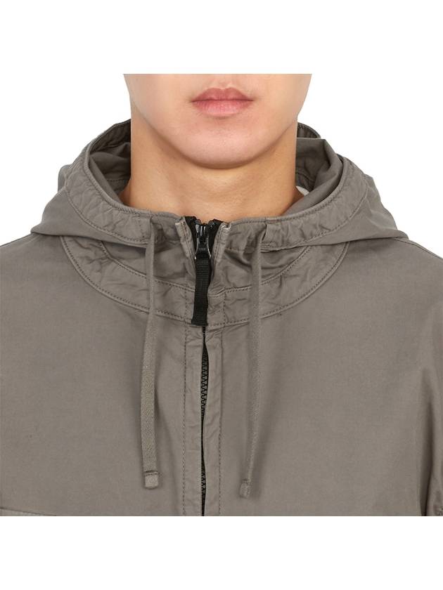 Cotton Twill Stretch Hooded Jacket Dove Grey - STONE ISLAND - BALAAN 7