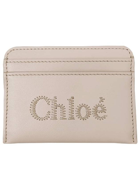 Sense Embroidered Logo Calfskin Card Wallet Light Beige - CHLOE - BALAAN 2