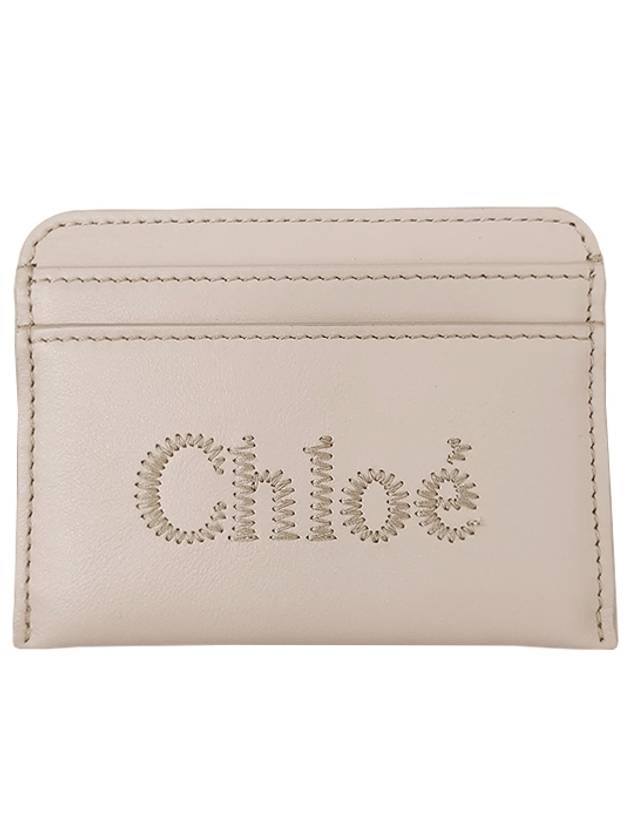 Sense Embroidered Logo Calfskin Card Wallet Light Beige - CHLOE - BALAAN 2