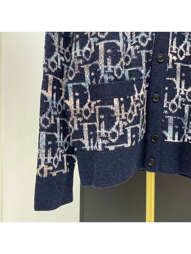 Oblique Wool Jacquard Cardigan Blue - DIOR - BALAAN 4