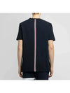 Men's Center Back Striped Short Sleeve T-Shirt Navy - THOM BROWNE - BALAAN 5