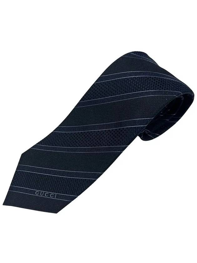 Men's Striped Tie Dark Navy - GUCCI - BALAAN 3