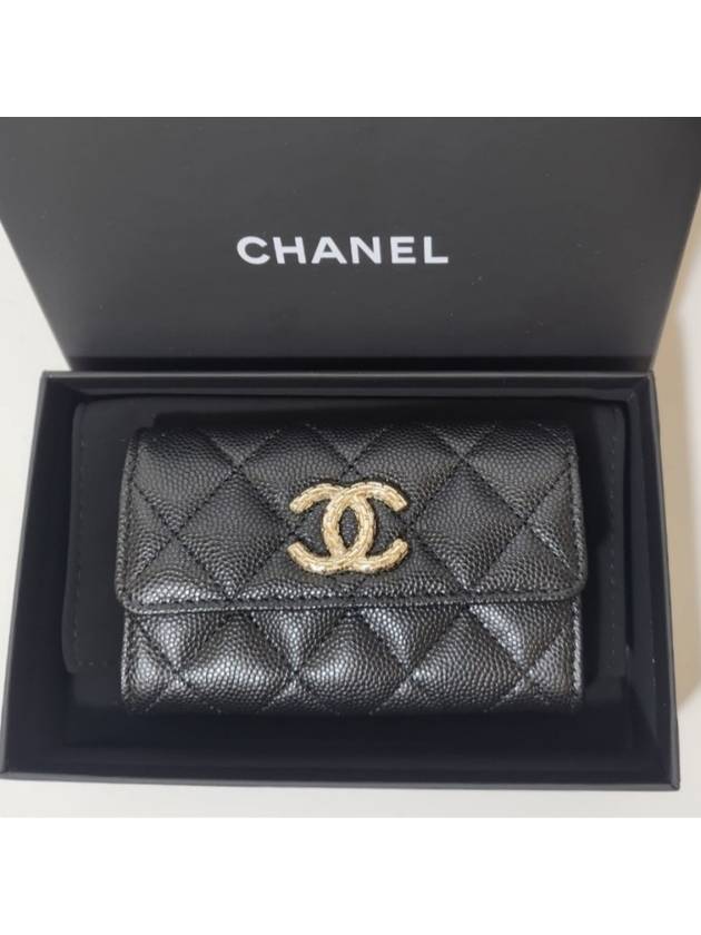 CC logo flap caviar card wallet black - CHANEL - BALAAN 2