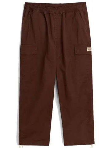 Logo Patch Cargo Pockets Ripstop Drawstring Pants Brown - STUSSY - BALAAN 1