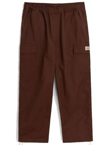 Logo Patch Cargo Pockets Ripstop Drawstring Pants Brown - STUSSY - BALAAN 1