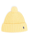 Pony Embroidered Cable Knit Wool Beanie Light Yellow - POLO RALPH LAUREN - BALAAN 1