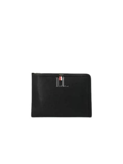 Three Stripes Tab Pebble Document Folio Clutch Bag Black - THOM BROWNE - BALAAN 2