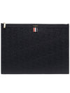 Pebble Grain Leather Large Zipper Laptop Holder Black - THOM BROWNE - BALAAN 2