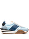 James Suede Lycra Low Top Sneakers Light Blue Cream - TOM FORD - BALAAN 1