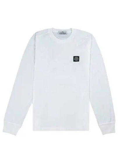 Logo Patch Cotton Jersey Long Sleeve T-Shirt White - STONE ISLAND - BALAAN 2