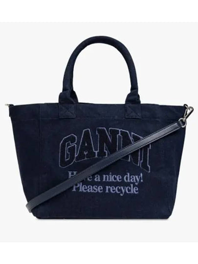 Easy Shopper Small Denim Tote Bag Navy - GANNI - BALAAN 2