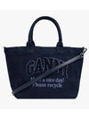 Easy Shopper Small Denim Tote Bag Navy - GANNI - BALAAN 3