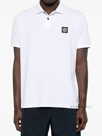 Pique Stretch Cotton Short Sleeve Polo Shirt White - STONE ISLAND - BALAAN 2