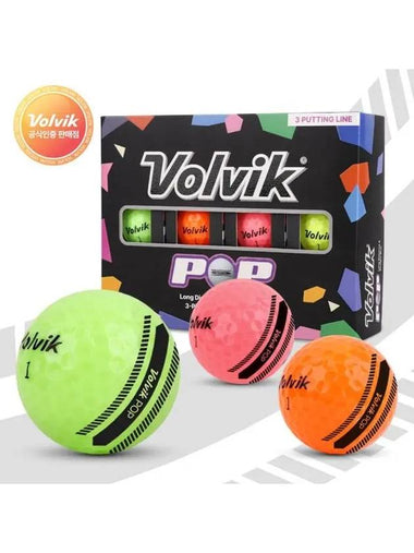 Pop 3 Piece Golf Ball 1 Dozen 12 Ball Rainbow - VOLVIK - BALAAN 1