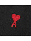 Red Heart Logo Merino Wool Cardigan Black - AMI - BALAAN 4