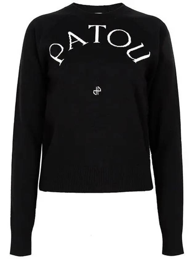 logo intarsia crew neck knit top black - PATOU - BALAAN 2