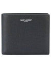 Classic Logo Textured Leather Half Wallet Black - SAINT LAURENT - BALAAN 2