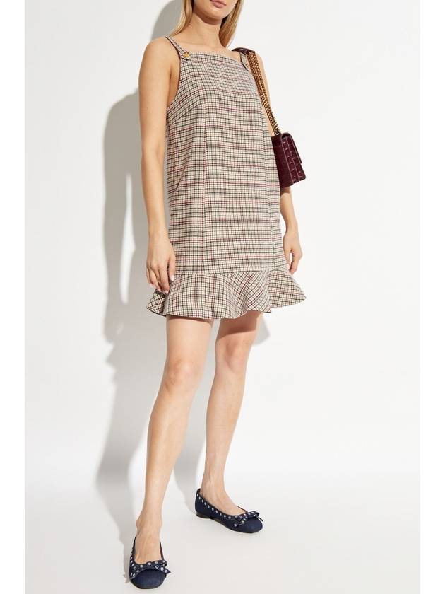 Ganni Dress With Check Pattern, Women's, Beige - GANNI - BALAAN 2