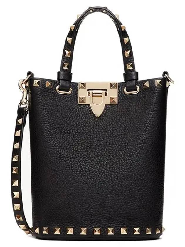 Rockstud Tote Bag Black - VALENTINO - BALAAN 2