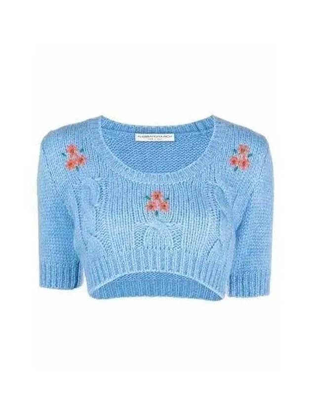 Women s flower embroidery crop knit blue green FAB2675K3365 - ALESSANDRA RICH - BALAAN 2