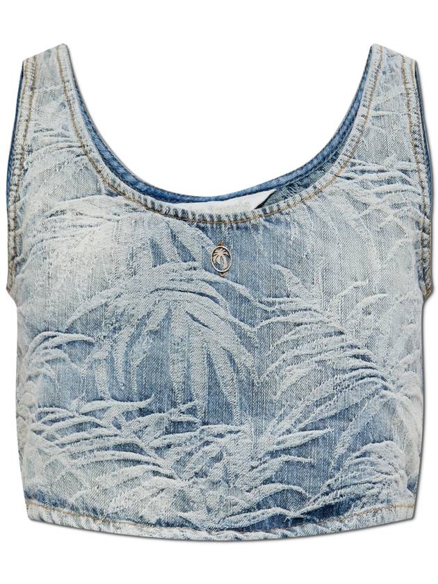 Palm Angels Short Denim Top, Women's, Blue - PALM ANGELS - BALAAN 1