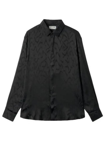 Matte Shiny Silk Shirt Black - SAINT LAURENT - BALAAN 1