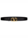 Men's V Logo Signature Leather Belt Black - VALENTINO - BALAAN 2