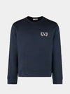 V Logo Embroidered Sweatshirt Navy - VALENTINO - BALAAN 2