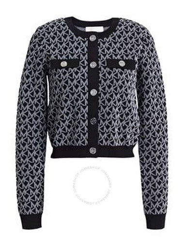 Michael Kors Long Sleeved Monogram Pattern Cardigan, Size Medium - MICHAEL KORS - BALAAN 1