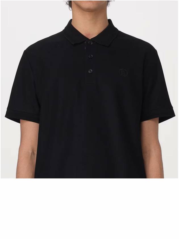 Men's Embroidered Logo Cotton Polo Shirt Black - BURBERRY - BALAAN 7