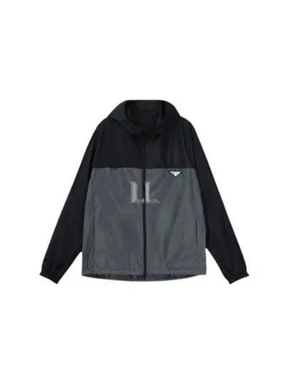 Triangle Logo Re-Nylon Track Jacket Black Iron Grey - PRADA - BALAAN 2