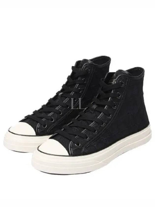 Toile Iconograph Total Loop High Top Sneakers Black - VALENTINO - BALAAN 2