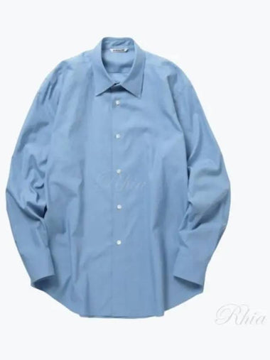 Wash Pins Twill Shirt Blue A24AS01TN Washed - AURALEE - BALAAN 1