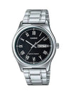 Roman Numerals Metal Analog Watch Black Silver - CASIO - BALAAN 2