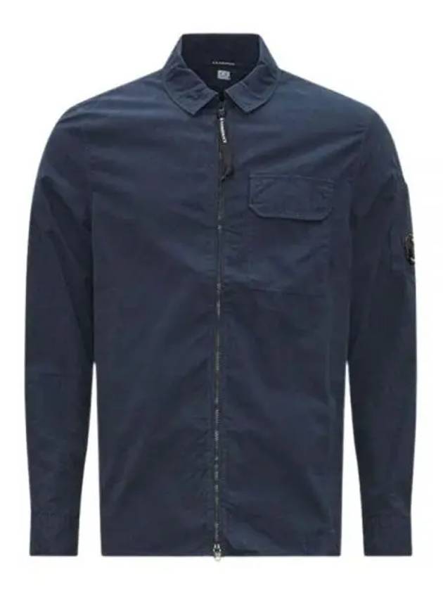 Gabardine Zipped Long Sleeve Shirt Navy - CP COMPANY - BALAAN 2