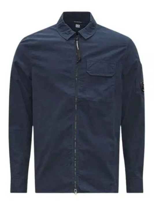 Gabardine Zipped Long Sleeve Shirt Navy - CP COMPANY - BALAAN 2