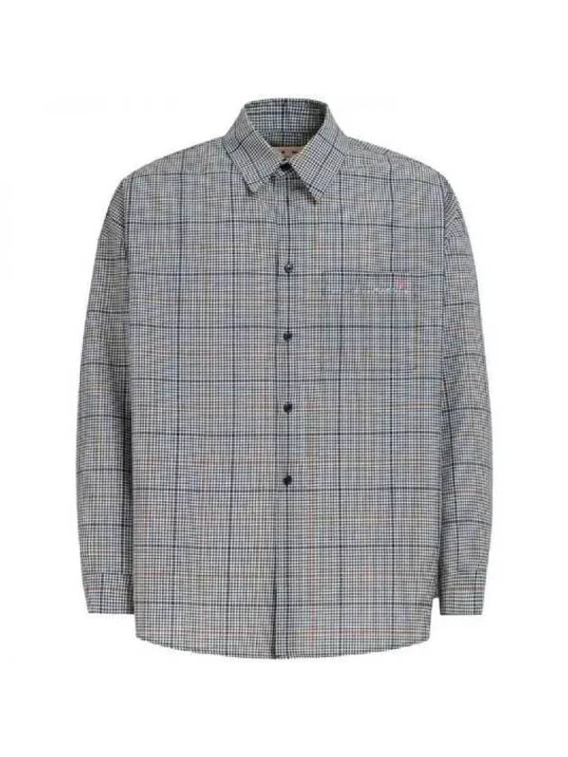 Check Wool Long Sleeve Shirt Grey - MARNI - BALAAN 1