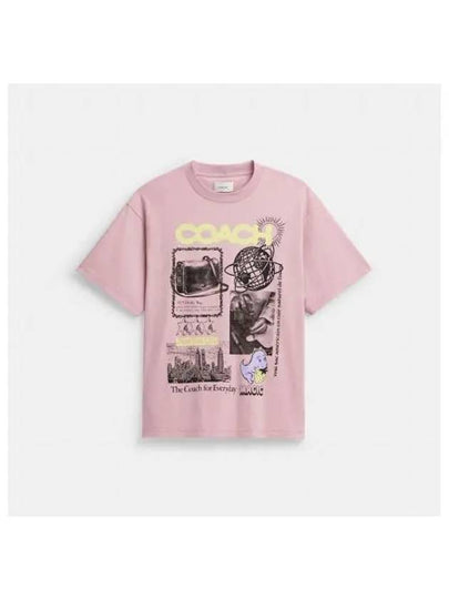 Graphic Relaxed Fit Organic Cotton Short Sleeve T-Shirt Pink - COACH - BALAAN 2