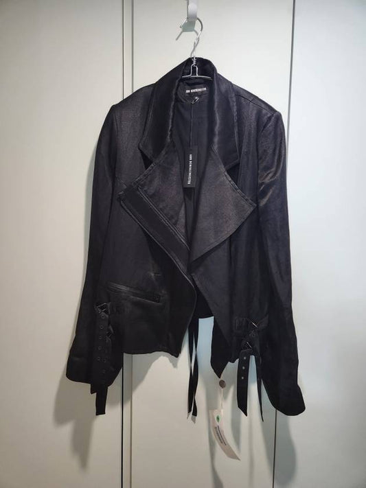 silk black biker jacket - ANN DEMEULEMEESTER - BALAAN 1