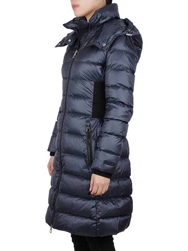 Women's Detachable Hooded Long Padding Midnight Blue - BURBERRY - BALAAN 4