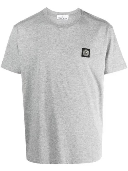 Logo Patch Cotton Short Sleeve T-Shirt Dust Melange Grey - STONE ISLAND - BALAAN 1