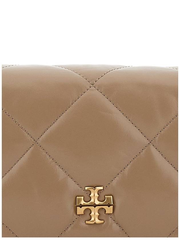 'Kira' Beige Mini Bag With Logo Plate And Shoulder Strap In Nappa - TORY BURCH - BALAAN 3