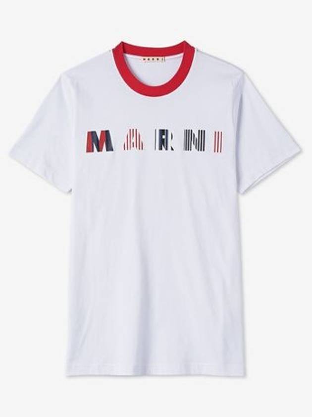 Stripe Logo Print Short Sleeve T-Shirt White - MARNI - BALAAN 2