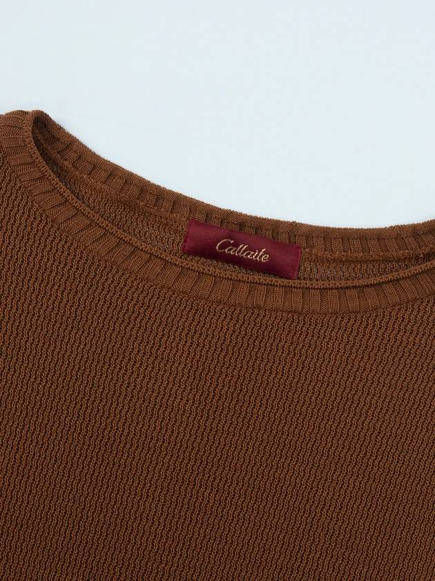 Boat Neck Long Sleeve Knit Rust Brown 4 Colors - CALLAITE - BALAAN 3