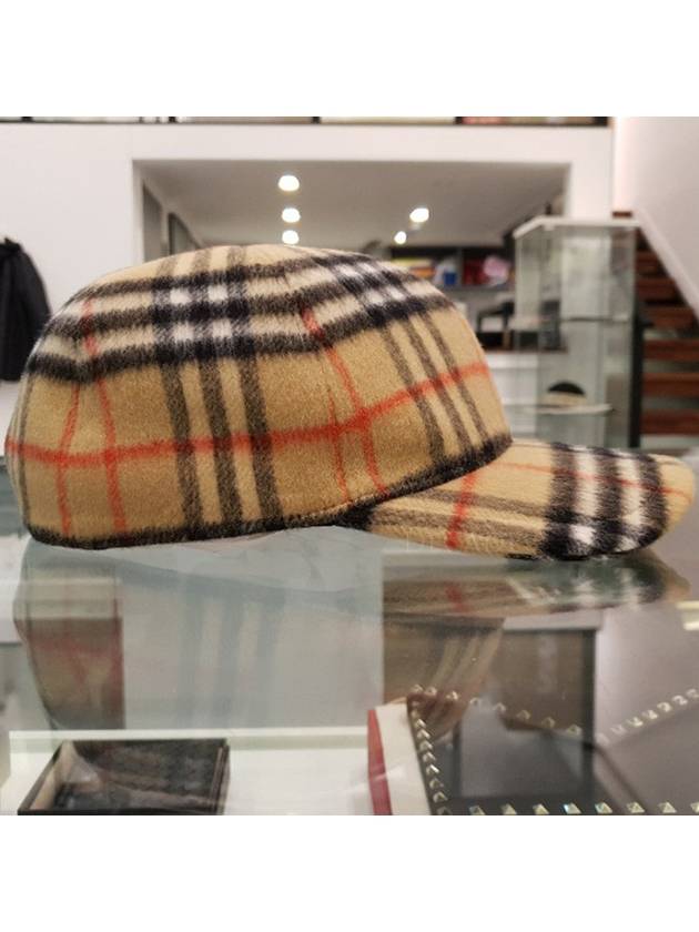 Wool Vintage Check Ball Cap Camel - BURBERRY - BALAAN.