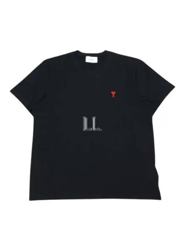 Small Heart Logo Short Sleeve T-Shirt Black - AMI - BALAAN 2