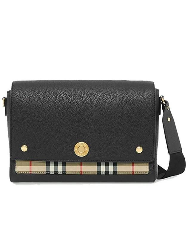 Leather and Vintage Check Note Crossbody Bag Black - BURBERRY - BALAAN 2